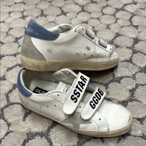 Golden Goose White and Dusty Blue Old School Sneakers Size 38